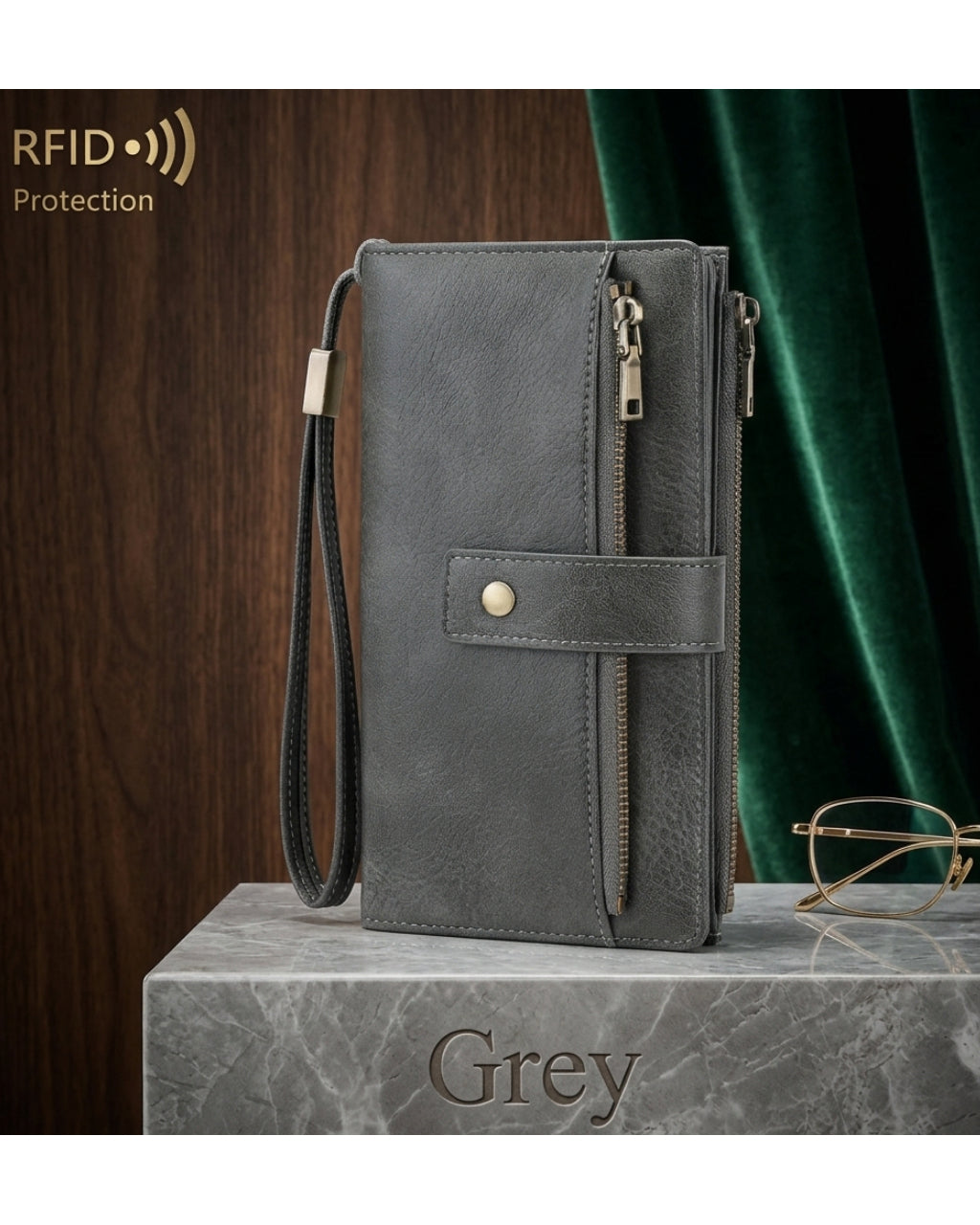 LuxeGuard Long Wallet — RFID Blocking, Slim & Elegant