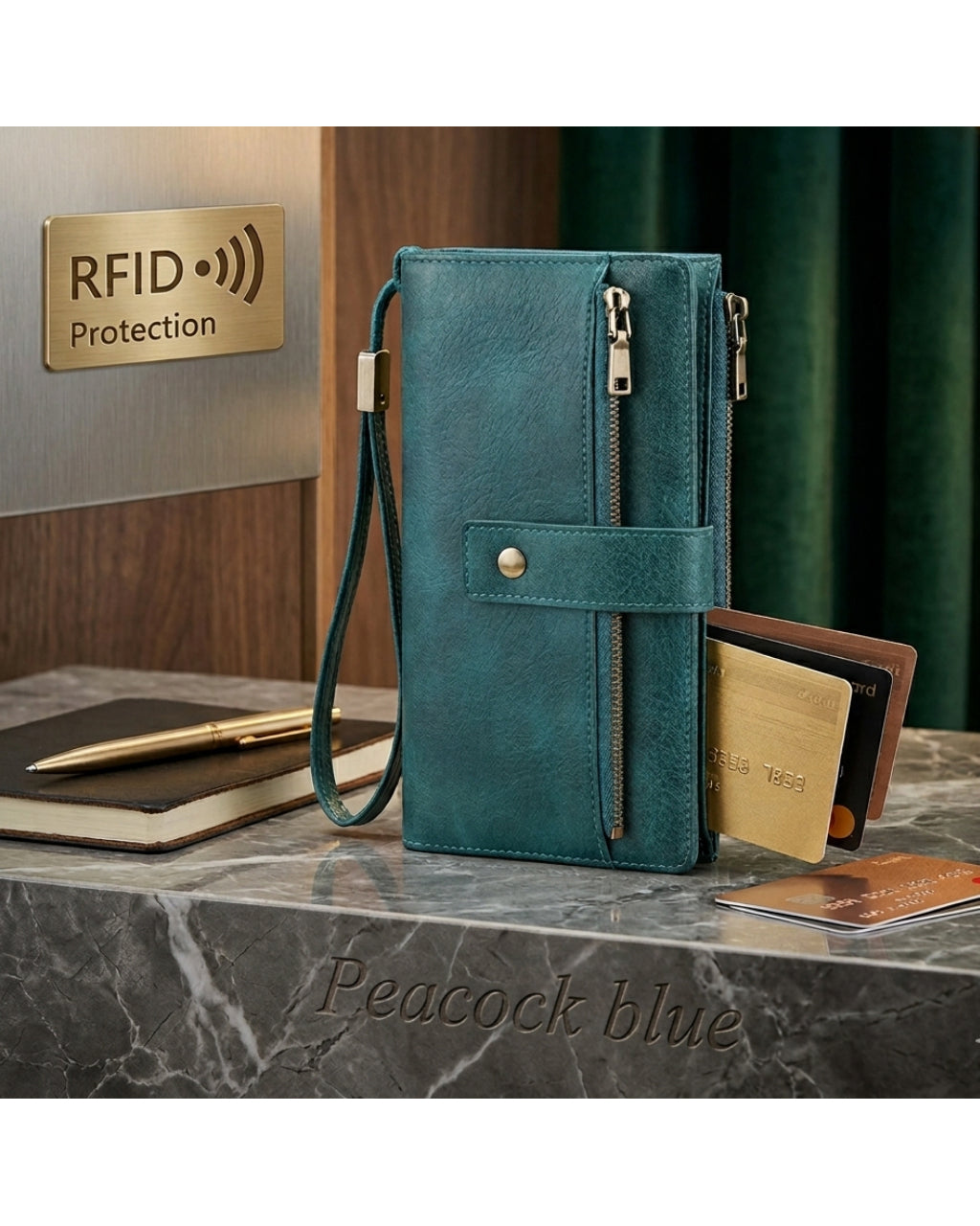 LuxeGuard Long Wallet — RFID Blocking, Slim & Elegant