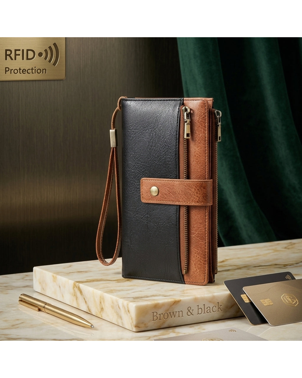 LuxeGuard Long Wallet — RFID Blocking, Slim & Elegant